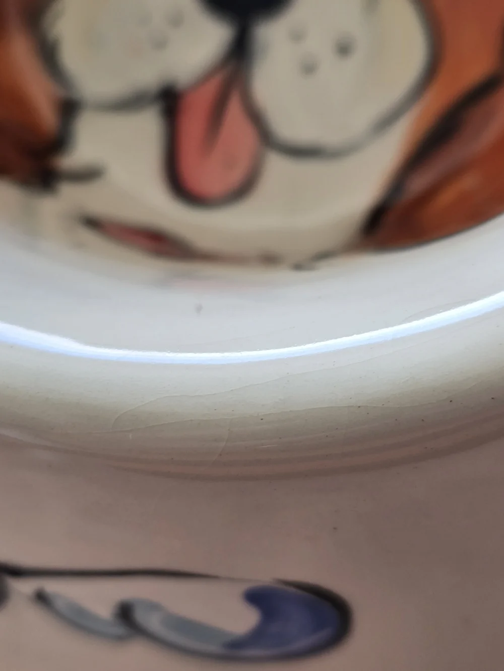Ceramic Dog Bowl Cavalier King Charles Spaniel. Signed. Fr Laguna Beach. Crazing